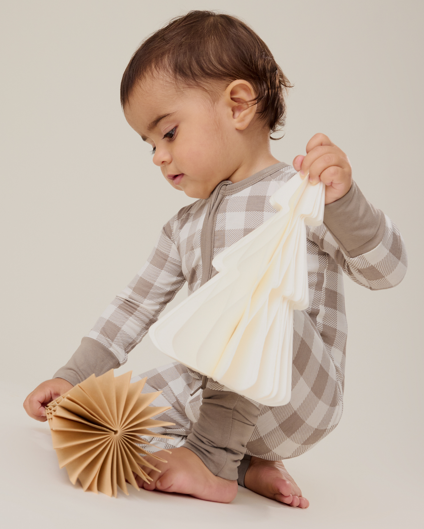 Bamboo Baby Pajama | Taupe Gingham
