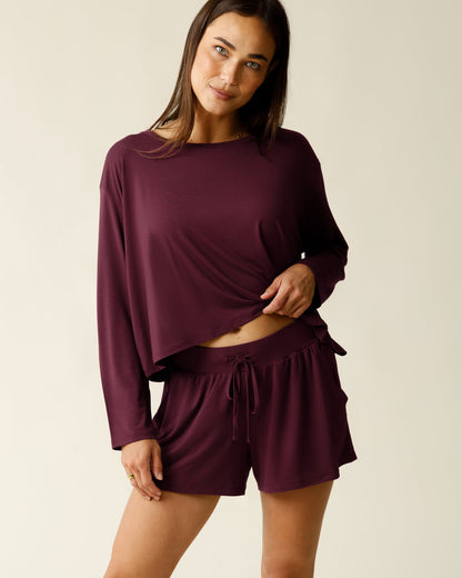 Aria Bamboo Casual Lounge Short | Deep Burgundy