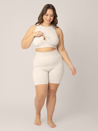 Sublime® Bamboo Maternity & Nursing Longline Bra Top | Oatmeal Heather