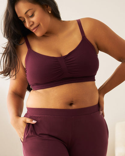 Sublime® Bamboo Hands-Free Pumping Lounge & Sleep Bra | Deep Burgundy