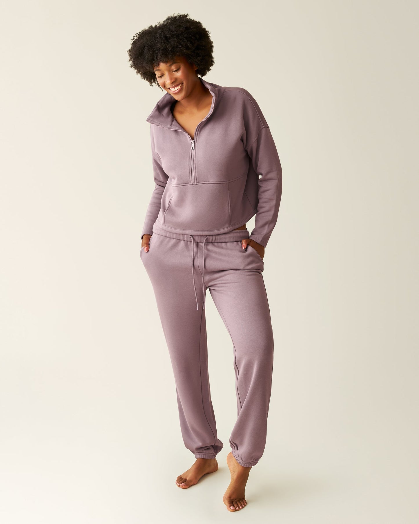 Cloud Fleece Half Zip Nursing Pullover | Dusty Mauve