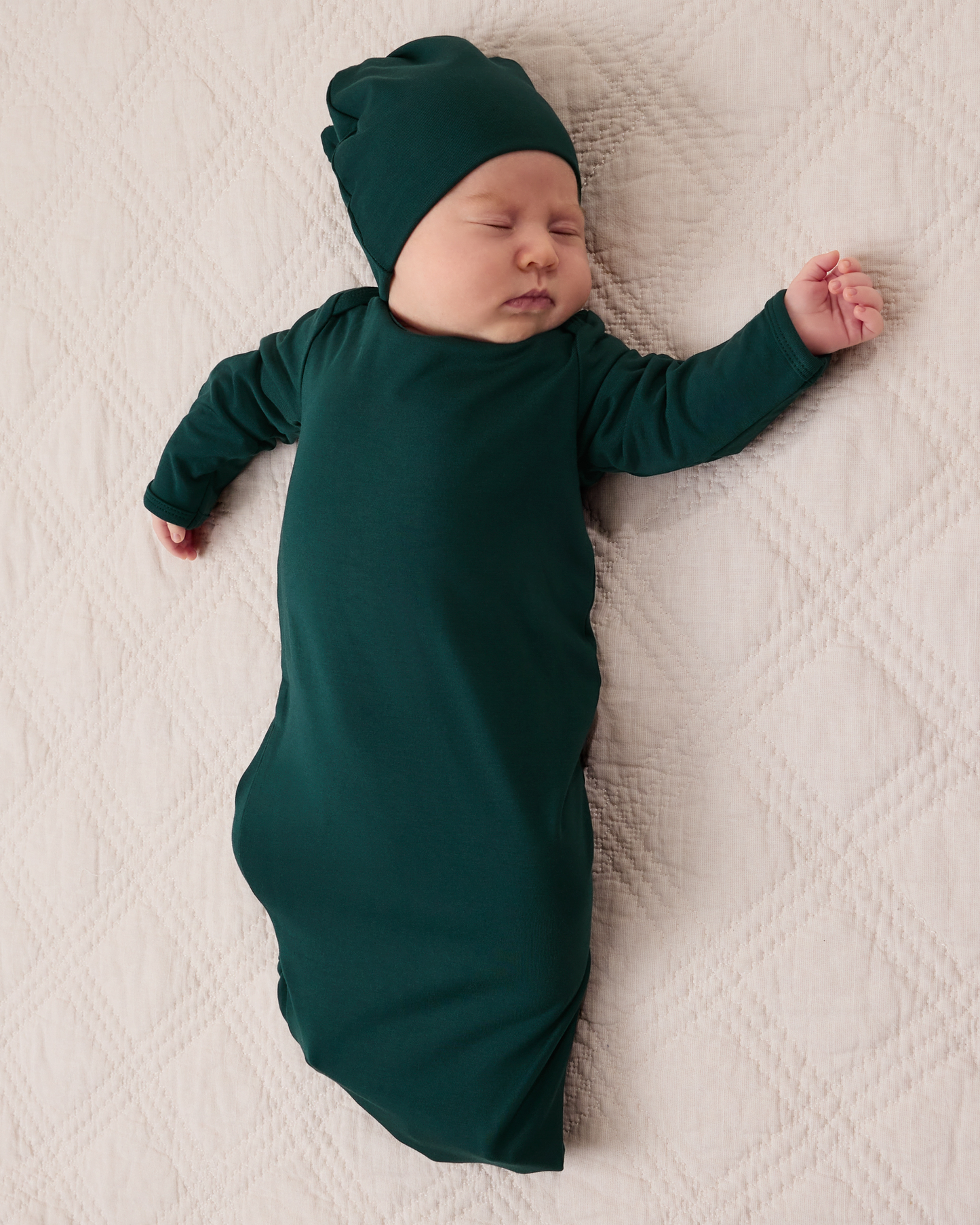 Cozy Bamboo Baby Gown & Hat | Evergreen