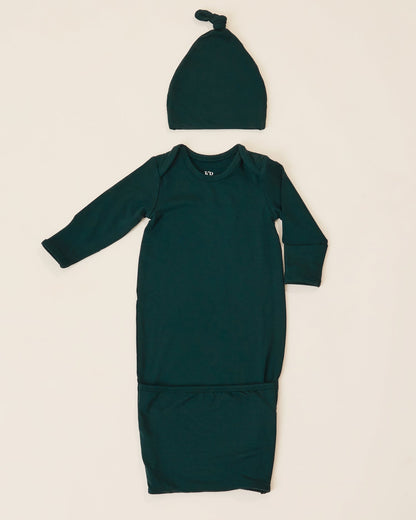 Cozy Bamboo Baby Gown & Hat | Evergreen