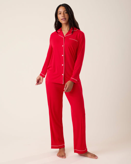 Clea Bamboo Long Sleeve Pajama Set | Red