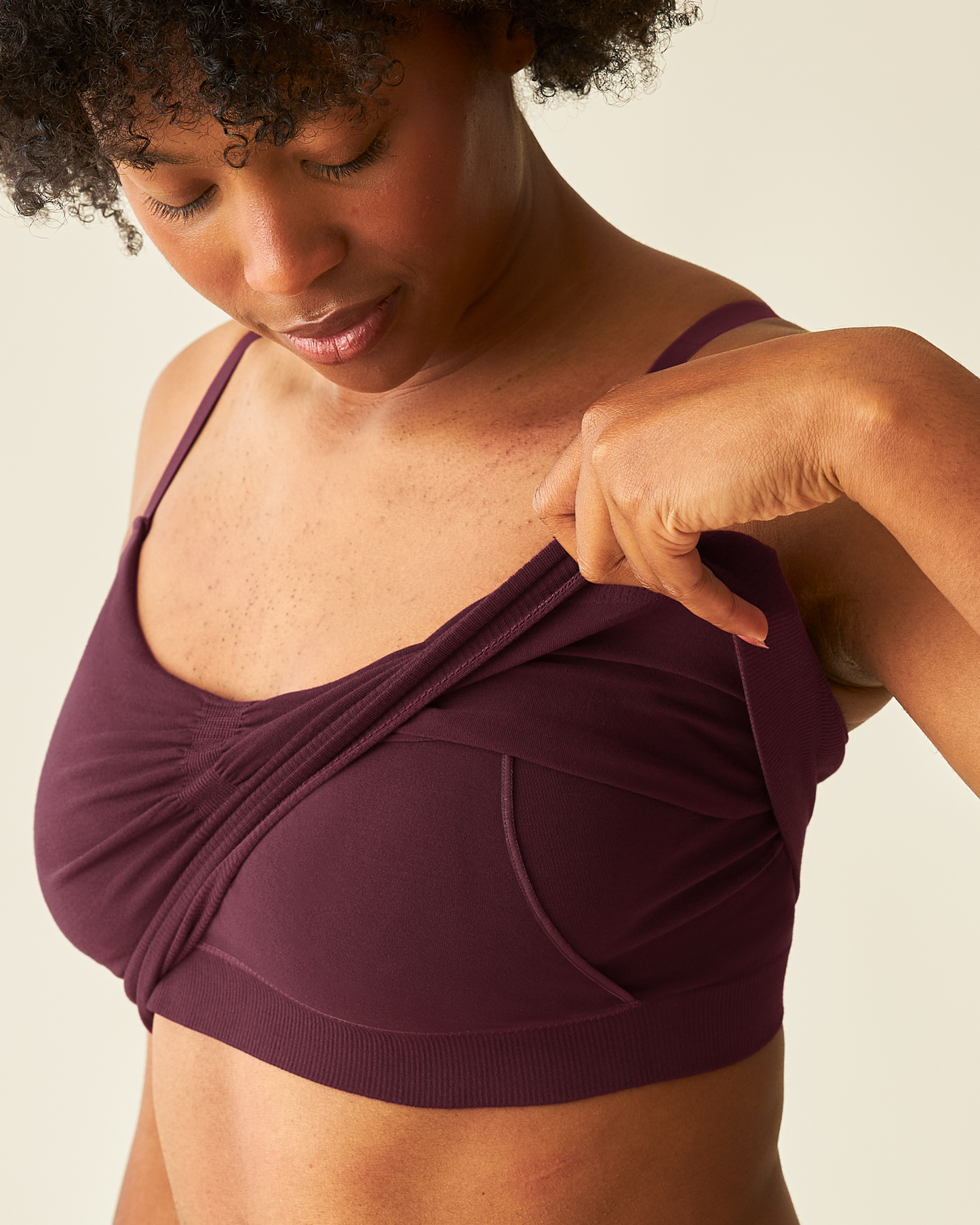 Sublime® Bamboo Hands-Free Pumping Lounge & Sleep Bra | Deep Burgundy