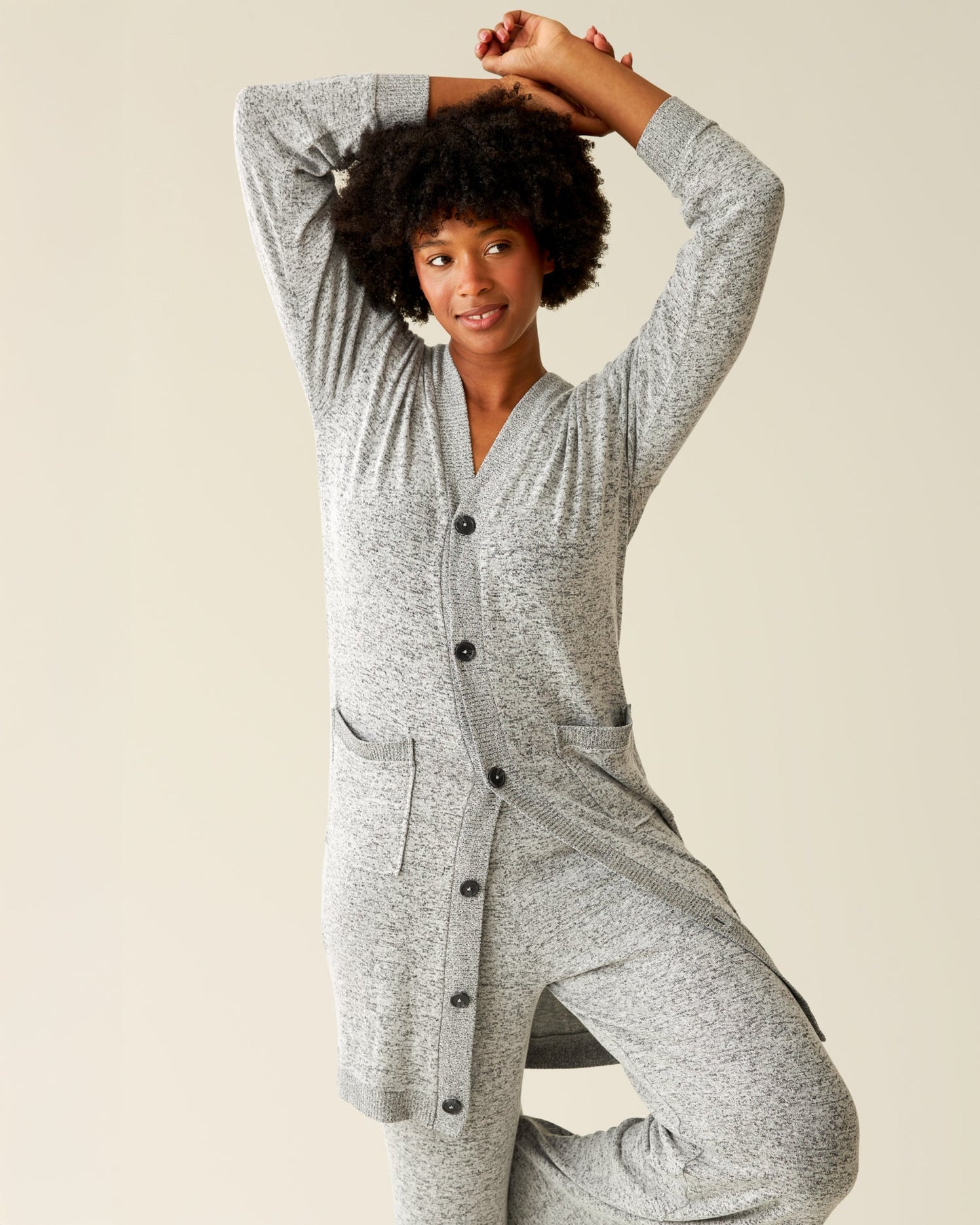 CozyKnit Long Cardigan | Grey Heather