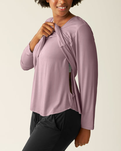 Bamboo Maternity & Nursing Long Sleeve T-shirt | Dusty Mauve