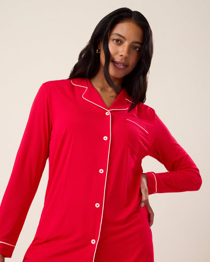 Clea Bamboo Long Sleeve Pajama Set | Red