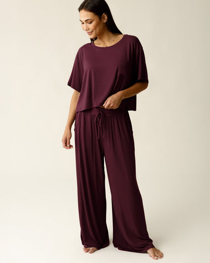 Aria Bamboo Casual Lounge Pant | Deep Burgundy
