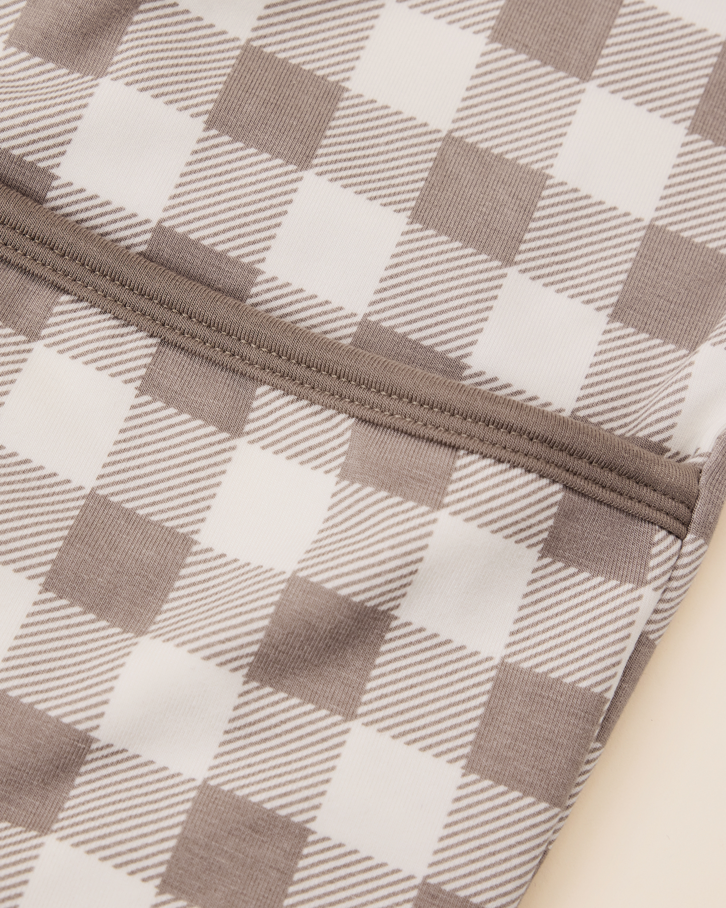 Cozy Bamboo Baby Gown & Hat | Taupe Gingham