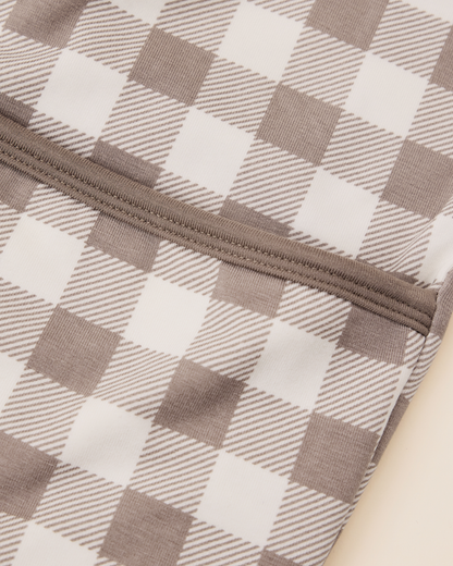 Cozy Bamboo Baby Gown & Hat | Taupe Gingham