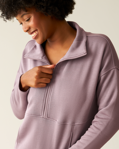 Cloud Fleece Half Zip Nursing Pullover | Dusty Mauve