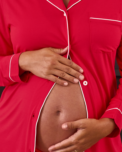 Clea Bamboo Long Sleeve Pajama Set | Red