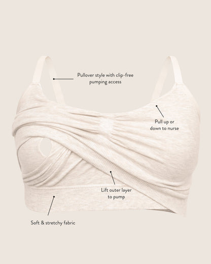 Sublime® Bamboo Hands-Free Pumping Lounge & Sleep Bra | Pale Pink
