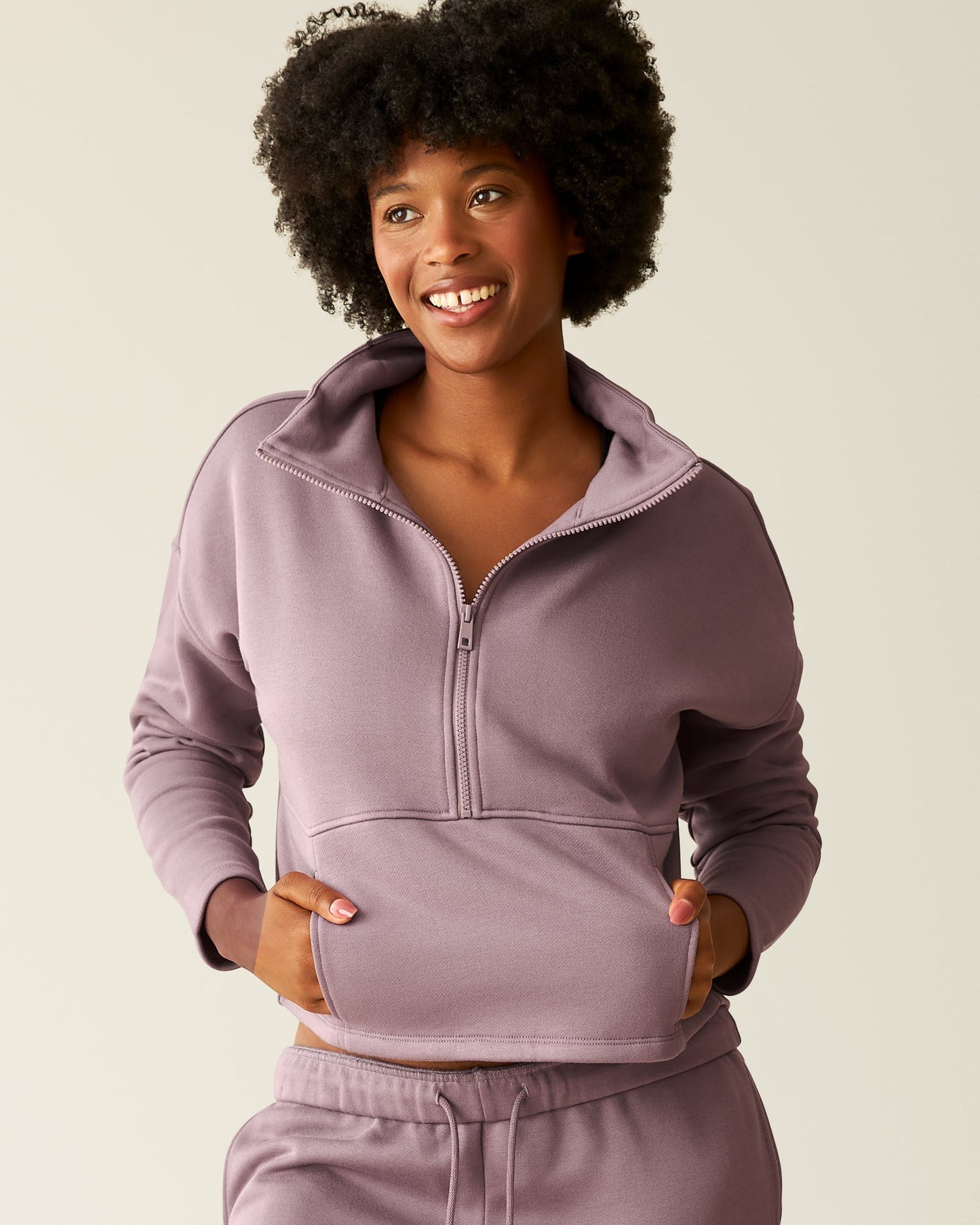 Cloud Fleece Half Zip Nursing Pullover | Dusty Mauve