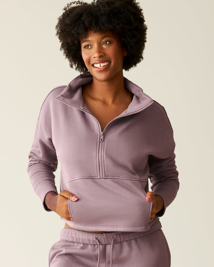 Cloud Fleece Half Zip Nursing Pullover | Dusty Mauve