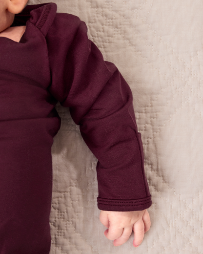 Cozy Bamboo Baby Gown & Hat | Deep Burgundy