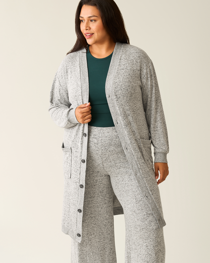 CozyKnit Long Cardigan | Grey Heather