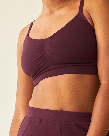Sublime® Bamboo Hands-Free Pumping Lounge & Sleep Bra | Deep Burgundy