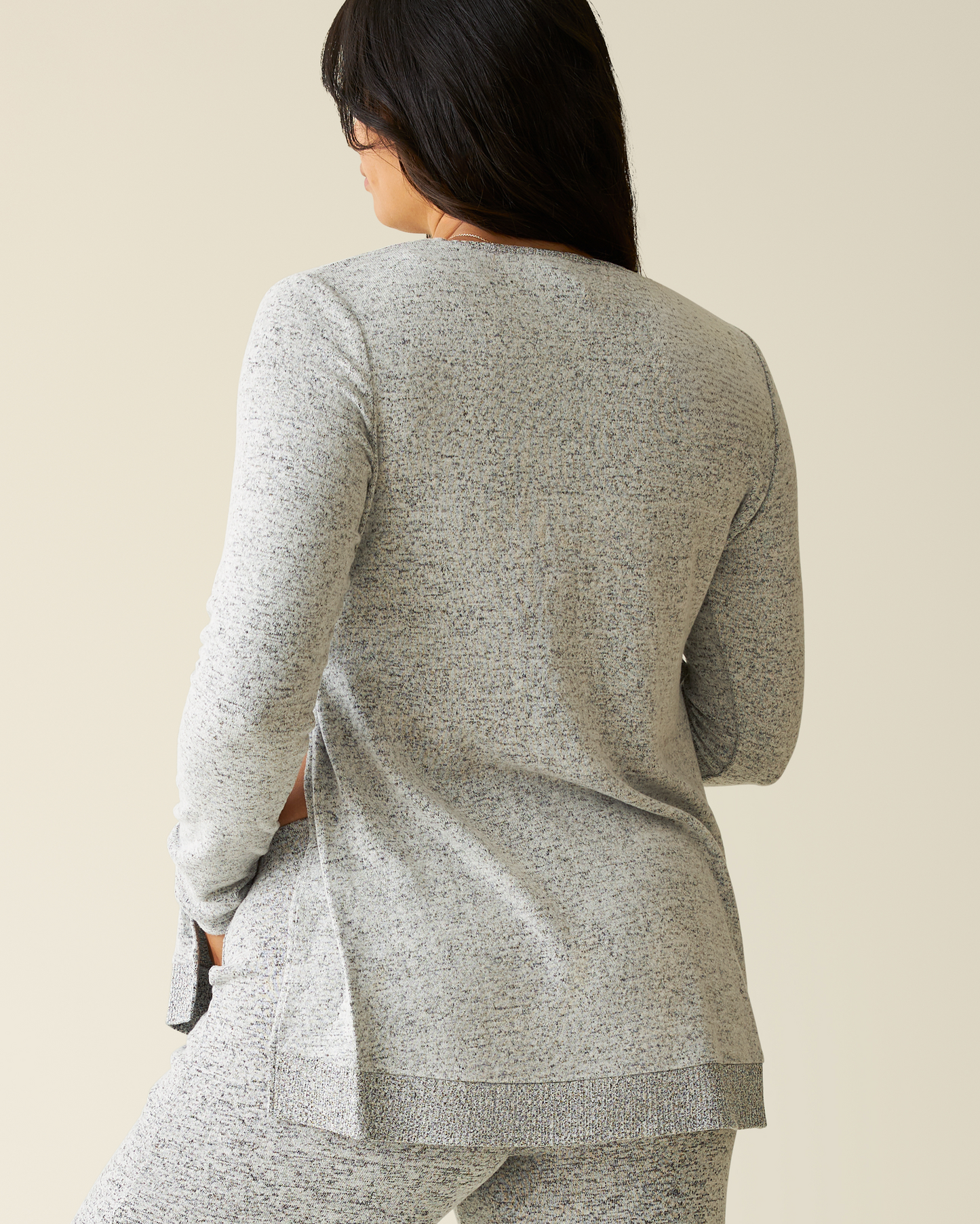 CozyKnit Maternity & Nursing V-neck Top | Grey Heather