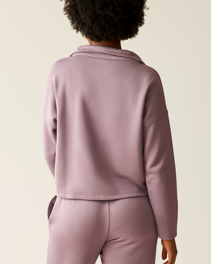 Cloud Fleece Half Zip Nursing Pullover | Dusty Mauve